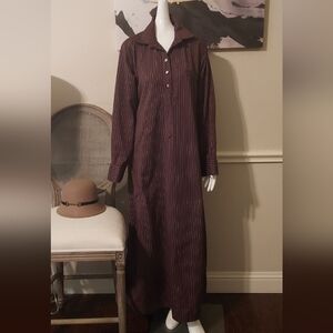 DENIM Striped BROWN AND WHITE Maxi SHIRT  Dress